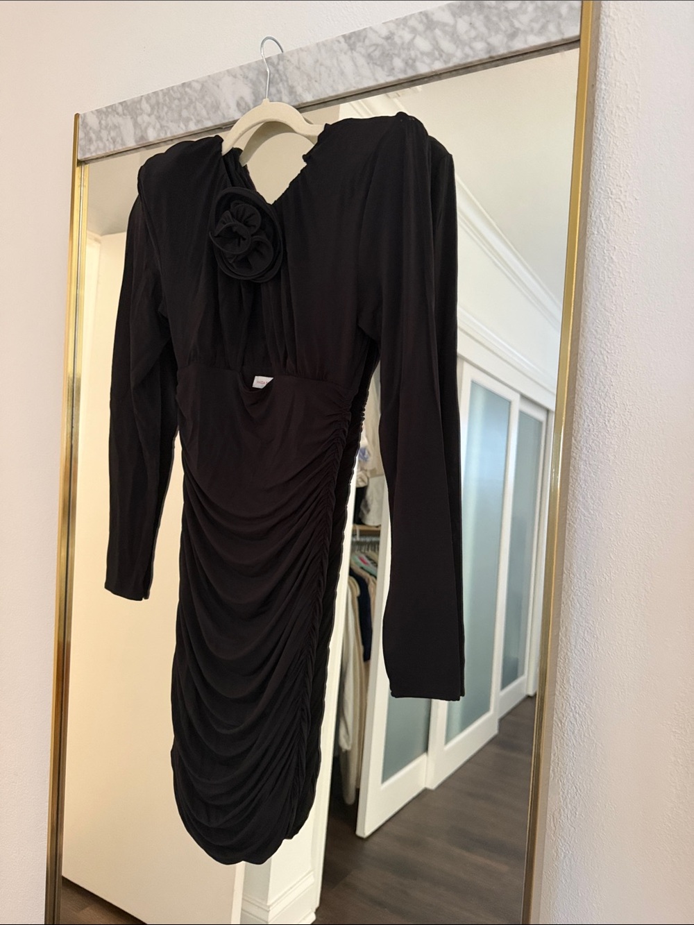 Magda Butrym Ruched Mini Dress in Black Size XS Like New